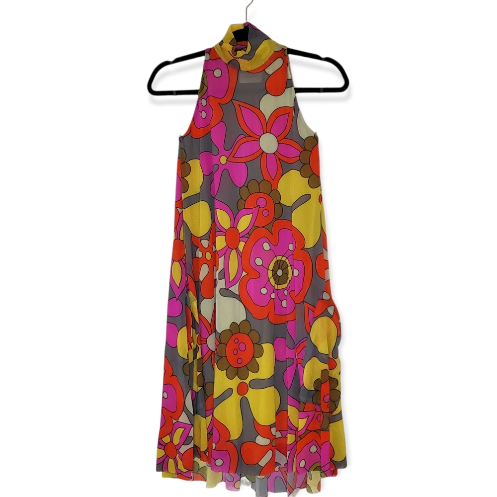 NWT Petit Pois by Viviana G Retro High Collar Floral Dress